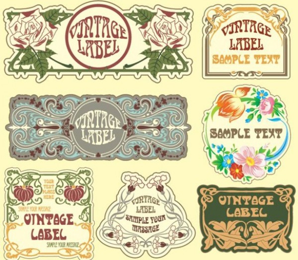 Vintage Vector Label Collection web vintage vector unique ui elements stylish retro quality original old fashioned new labels interface illustrator high quality hi-res HD graphic fresh free download free floral elements download detailed design creative   