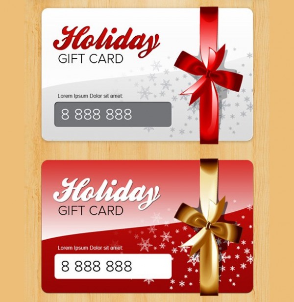 2 Festive Holiday Gift Card Templates Set PSD wrapped winter white web unique ui elements ui template stylish snowflakes set ribbon red quality psd original new modern interface holiday gift card holiday hi-res HD gift card fresh free download free elements download detailed design creative clean box   