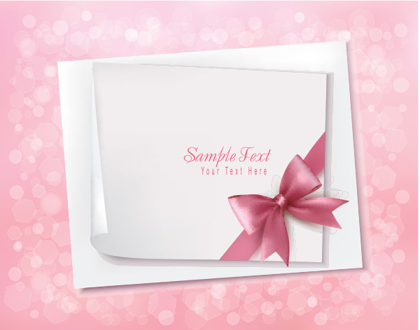 Pink Bow Message Card Background vector pink message mail free download free decorated card bow bokeh background   