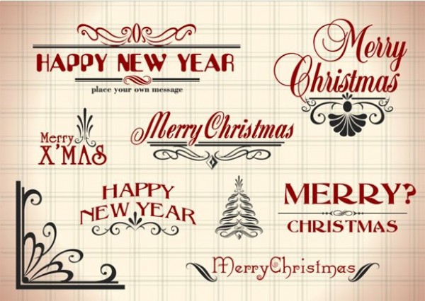 Vintage Christmas Text Elements Vector Set web vintage vector unique ui elements text stylish script quality original new years new merry christmas interface illustrator high quality hi-res HD graphic fresh free download free font elements download detailed design creative   