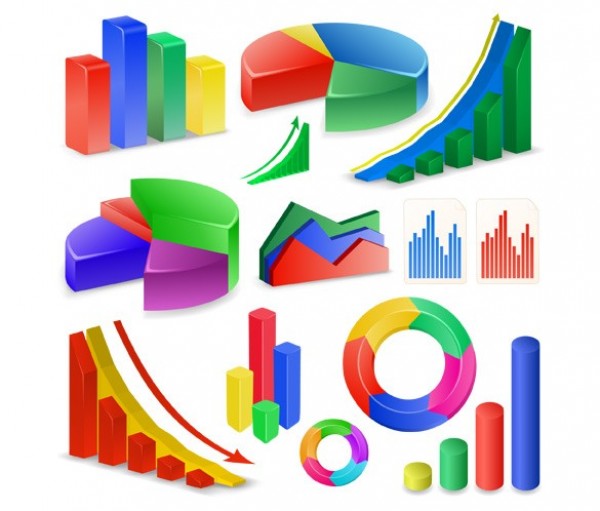 Colorful 3D Style Charts Vector Set web vector unique ui elements stylish statistics quality pie chart original new interface illustrator high quality hi-res HD growth graphic graph fresh free download free elements download detailed design creative colorful charts 3d   