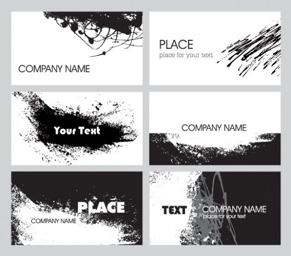 6 Grunge Abstract Business Card Templates web vector unique ui elements template stylish splatter splash set quality original new modern interface illustrator high quality hi-res HD grunge graphic fresh free download free eps elements download detailed design creative business cards abstract   