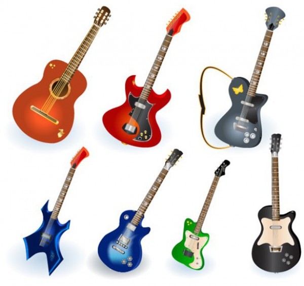 7 Electric and Acoustic Guitar Vector Graphics web vector unique ui elements stylish quality original new musical instrument interface illustrator icon high quality hi-res HD guitar graphic fresh free download free elements electric guitar download detailed design creative acoustic guitar   