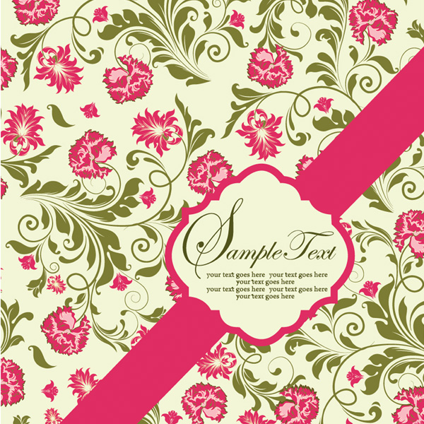 Pretty Floral Pattern with Text Banner Background web vector unique ui elements text area stylish quality pink original new message area leaves interface illustrator high quality hi-res HD graphic fresh free download free flowers floral pattern floral card floral background floral eps elements download detailed design creative carnations banner background   