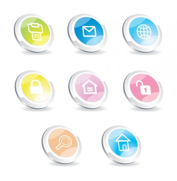 8 Round Web 2.0 UI Icons Vector Set web vector unique ui elements stylish set round quality original new modern interface illustrator icons high quality hi-res HD graphic fresh free download free elements download dock detailed design creative buttons   