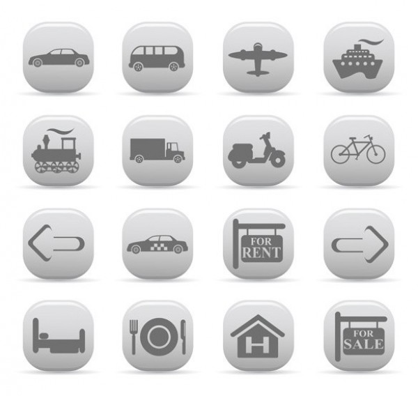 16 Grey Transportation & Travel Vector Icons Set web vector unique ui elements travel icons transportation icons transport stylish set quality original new interface illustrator icons hotel high quality hi-res HD grey graphic glossy fresh free download free eps elements download detailed design creative   