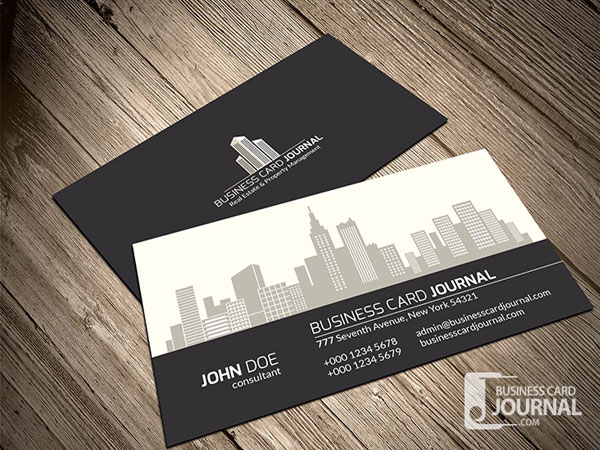 Real Estate & Property Management Business Card Template white template real estate modern minimal design creative corporate business card black   