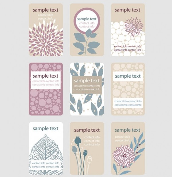 9 Soft Toned Floral Business Card Templates web vintage vector unique ui elements template tan stylish soft set retro quality purple original new nature leaves interface illustrator high quality hi-res HD graphic fresh free download free floral eps elements download detailed design creative business card bubbles blue abstract   