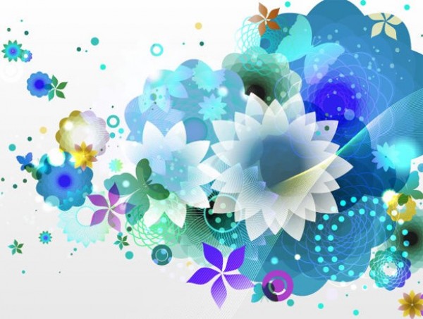 Glow Blue Floral Abstract Vector Background web vector unique stylish quality original illustrator illustration high quality graphic glowing glow fresh free download free flowers floral eps download design creative butterfly blue background art   