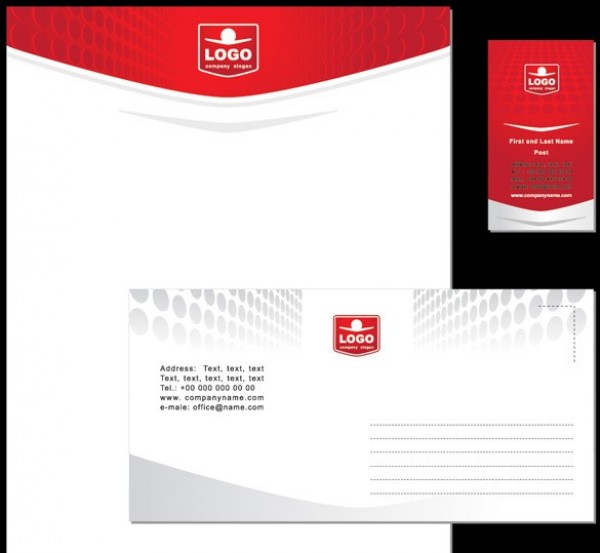 Corporate Business Identity Template Set web vector unique ui stylish stationary red quality original new letterhead interface illustrator identity high quality hi-res HD graphic fresh free download free envelope elements download detailed design creative corporate identity business card business   