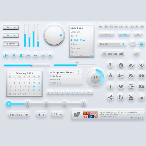Shades of Grey Web UI Elements Kit PSD web unique ui set ui kit ui elements kit ui elements ui Twitter widget stylish steps social icons set search field quality psd ui psd progress bars player pagination original new navigation modern menu light ui kit light ui elements light knobs kit interface hi-res HD grid/view fresh free download free elements dropdown menu download detailed design creative clean buttons   