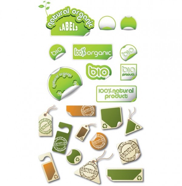 Green Organic Natural Vector Label/Tag Set web vector unique ui tags stylish stickers recycle quality original new nature natural labels interface illustrator high quality hi-res HD green graphic go green fresh free download free elements eco download detailed design creative bio   