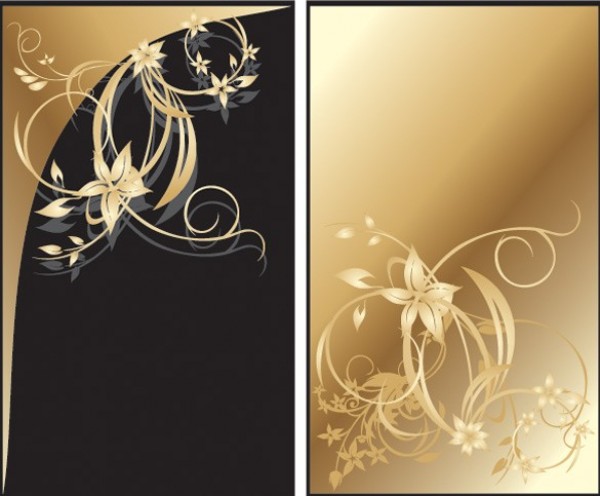 Elegant Gold Floral Card Vector Designs web vector unique ui elements template stylish quality ornate original new interface illustrator high quality hi-res HD graphic gold fresh free download free floral elements elegant download detailed design creative card background   