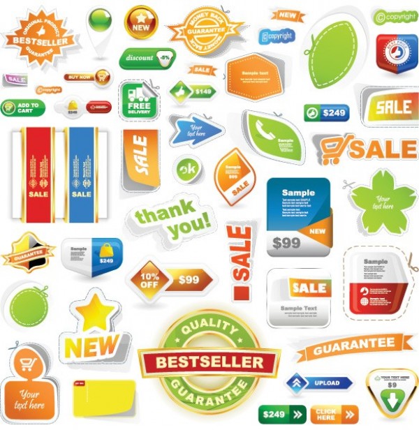 Colorful Sales Stickers & Labels Vector pack web vector unique ui elements tag stylish sticker set quality price pack original online store new label interface illustrator high quality hi-res HD graphic fresh free download free elements ecommerce download detailed design creative colorful   