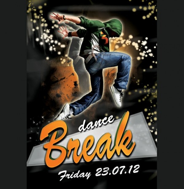 Break Dance Party Flyer Design PSD web unique ui elements ui stylish quality psd print ready poster party flyer original new modern interface hi-res HD fresh free download free elements editable download detailed design creative clean break dance party flyer break dance   