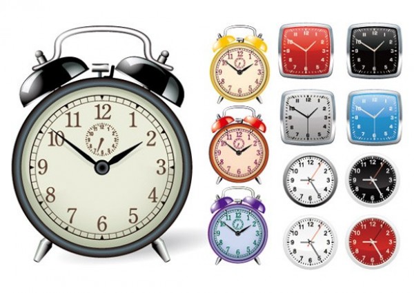 Collection of Clocks Vector Graphics web wake up vintage vector unique time stylish retro quality original old fashioned illustrator high quality graphic fresh free download free download design creative clock bell alarm clock   