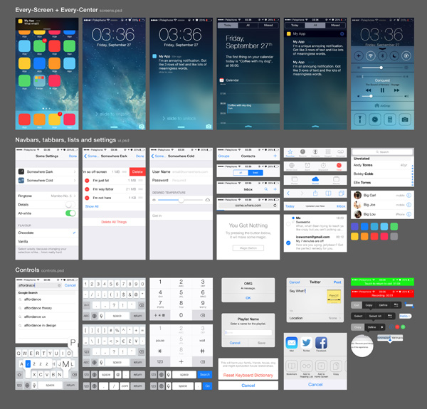 Full iOS7 UI Elements & Screens Pack ui kit ui elements ui system screens set pack navigation controls lists ios7 ui elements ios7 free download free controls   