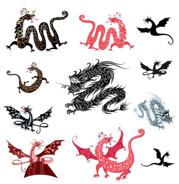 11 Detailed Vector Dragon Graphics wings west long web vector unique stylish quality original oriental illustrator high quality graphic fresh free download free dragons dragon download design creative chinese Asian artwork art   