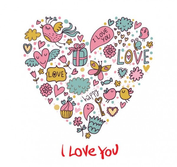 Valentines Decorated Love Heart Vector Card web vector valentines card valentines unique ui elements stylish quality original new love interface illustrator high quality hi-res heart HD graphic fresh free download free elements download detailed design decorated creative cartoon card birds background abstract heart   