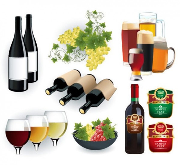 Wine & Beer Bottle Glass Vector Graphics wine label wine glass wine bottle wine web unique ui elements ui stylish simple quality original new modern interface hi-res HD grapes fresh free download free elements download detailed design creative clean bottle beer glass beer   