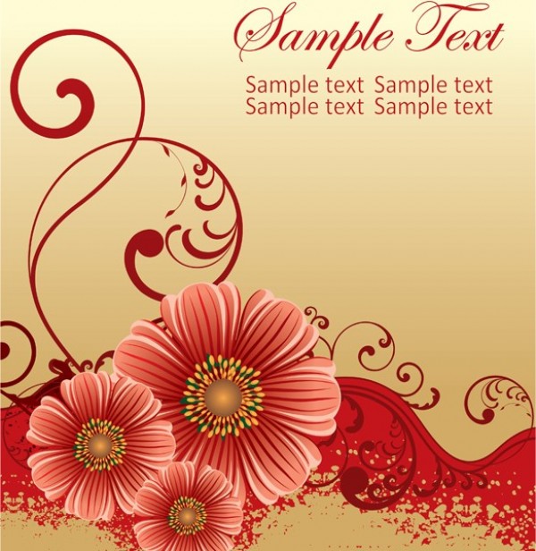 Warm Red Floral Daisy Vector Background web vector unique ui elements stylish red quality original orange new interface illustrator high quality hi-res HD graphic fresh free download free flowers floral eps elements download detailed design daisy daisies creative background ai abstract   