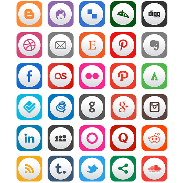 40 Glimpse Social Media Rounded Icons Pack ui elements ui social icons set rounded pack networking icons free download free flat   