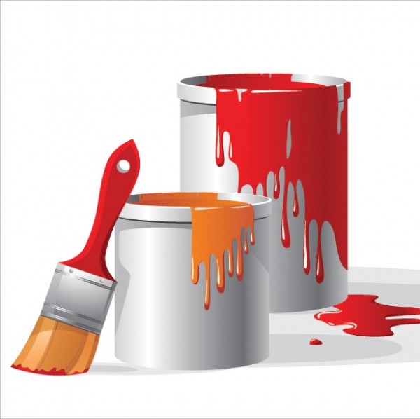 2 Vector Spilled Paint Cans with Brush web vectors vector graphic vector unique ultimate red quality photoshop paint can paint bucket paint brush paint pack original orange new modern illustrator illustration icons high quality fresh free vectors free download free download design creative color can bucket brush ai   