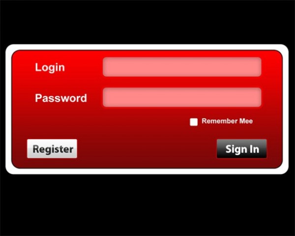 Bold Red Login Register Form PSD web unique ui elements ui stylish signin register red quality psd panel original new modern login form login interface hi-res HD fresh free download free framed field elements download detailed design creative clean buttons box   