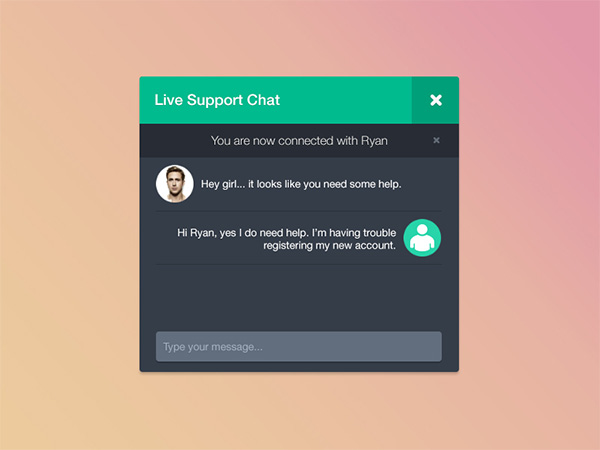 2 Flat Live Support Chat Interface Light & Dark window widget ui elements ui support live support chat live light free download free dark chat   