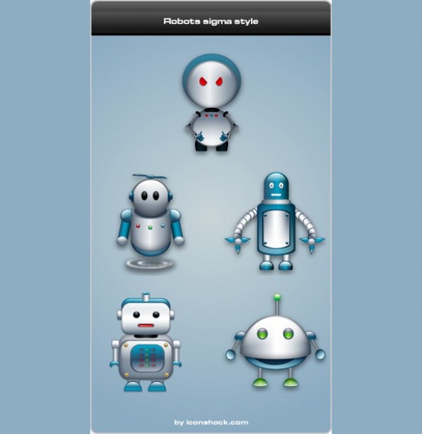 5 Cute Robots Sigma Style Icons PNG web unique ui elements ui stylish simple sigma robot quality png original new modern interface icon ico icns hi-res HD fresh free download free elements download detailed design creative clean   