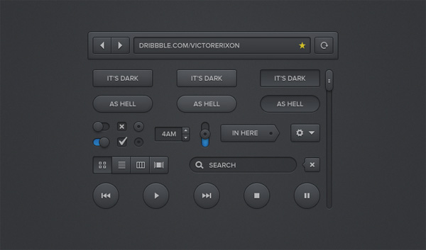 Precision Dark Web UI Elements Kit PSD web unique ui set ui kit ui elements ui toggle tag stylish slider sets set search field rounded rectangle radio buttons quality player buttons original on/off switches new navigation modern kit interface hi-res HD grid/view fresh free download free elements download detailed design dark ui set dark ui kit dark ui elements dark creative clean check marks buttons black am/pm button   