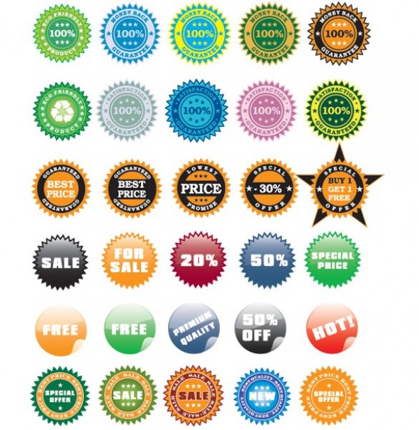 30 Excellent Round Sales Stickers Vector Pack web vector unique ui elements stylish stickers special satisfaction sale quality pack original new money back interface illustrator high quality hi-res HD guaranteed graphic glossy fresh free download free elements download detailed design curled creative   