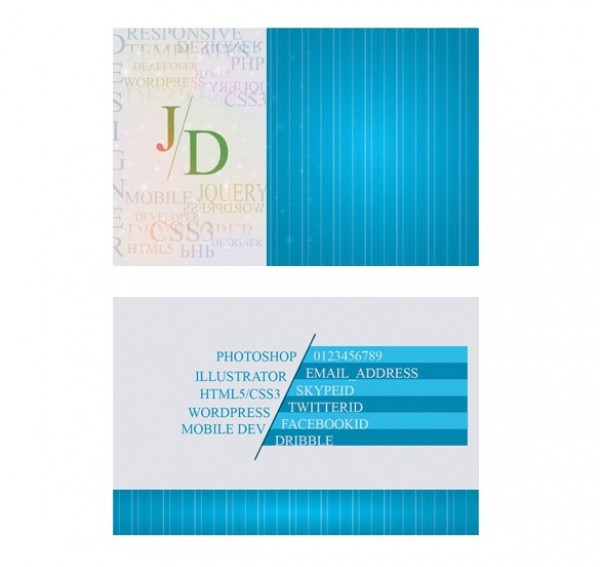 Glow Blue Business Card Template Set PSD web unique ui elements ui template stylish set quality psd original new modern interface hi-res HD glowing front fresh free download free elements download detailed design creative clean business card blue back   
