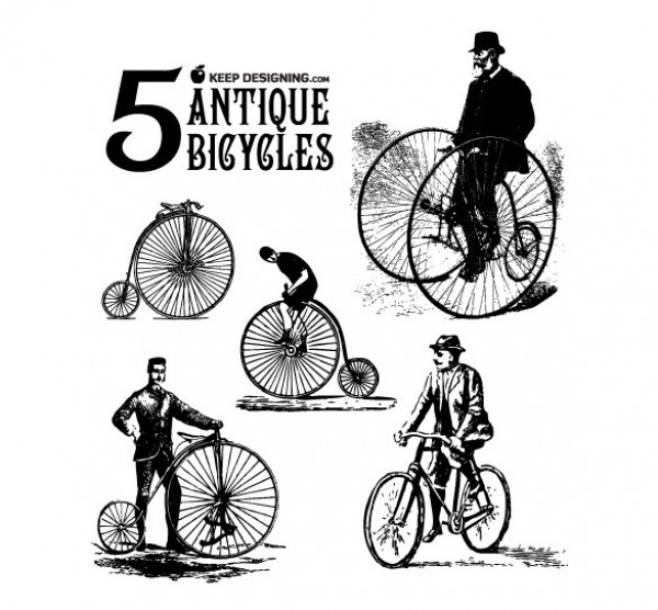 5 Antique Bicycles & Riders Vector Graphics wheels web vintage bicycle vintage vector unique unicycle ui elements top hat stylish quality original new interface illustrator historic high quality hi-res HD graphic fresh free download free eps elements download detailed design creative bikes bicycles antique bicycle antique   