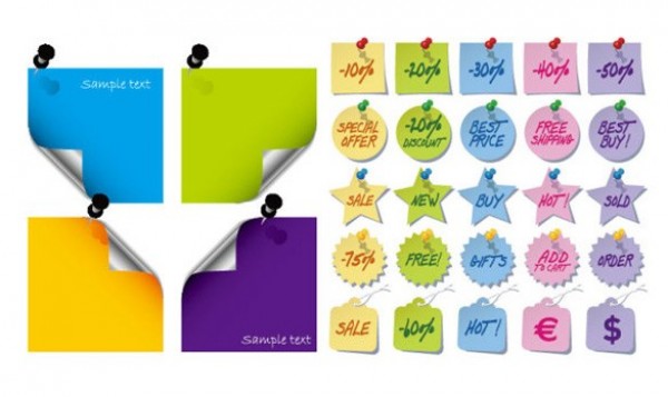 Colorful Sticky Notes Stickers Tags Vector Elements Set web vector unique ui tags stylish sticky note stickers set quality pinned pin original new interface illustrator high quality hi-res HD graphic fresh free download free elements download detailed design curled creative colorful   