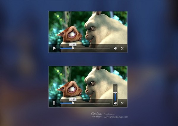 Simple Transparent Video Player Interface PSD web volume control video player unique ui elements ui transparent video player transparent stylish quality original new modern minimal psd interface hi-res HD fresh free download free elements download detailed design creative clean   