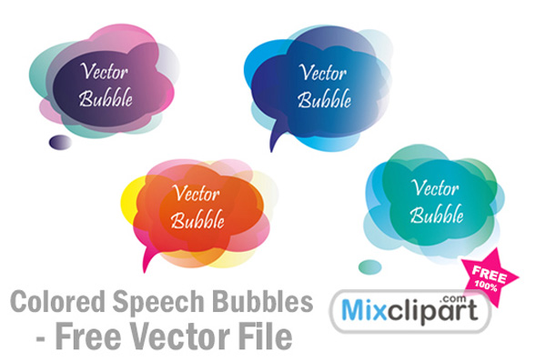 4 Colorful Speech Bubbles Vector Set ui elements ui speech bubble free download free diaolog box dialogue box colorful cloud chat bubble   