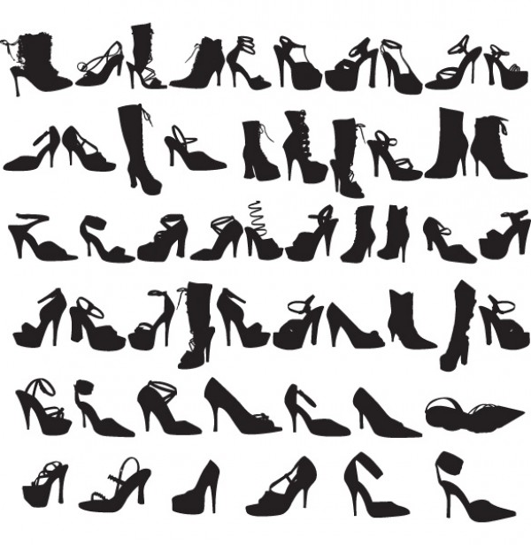 Fashion Ladies Shoes Silhouettes Vector womens's woman's web vectors vector graphic vector unique ultimate shoes quality photoshop pack original new modern ladies illustrator illustration high quality fresh free vectors free download free fashion dress download design creative boots beauty ai   