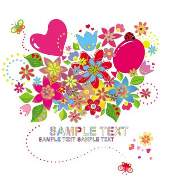 Cheery Colorful Floral Abstract Vector Background web vector unique stylish quality original new ladybug illustrator high quality hearts graphic fresh free download free floral eps download design creative colorful butterflies balloons background abstract   