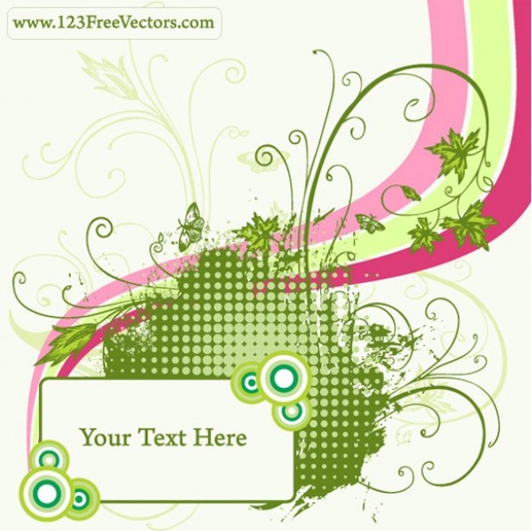 Lovely Floral Curve Abstract Vector Background web vector unique text area text stylish stripes quality pink original nature leaves illustrator high quality halftone green graphic fresh free download free framed frame floral eps download design curves creative butterflies box background abstract   