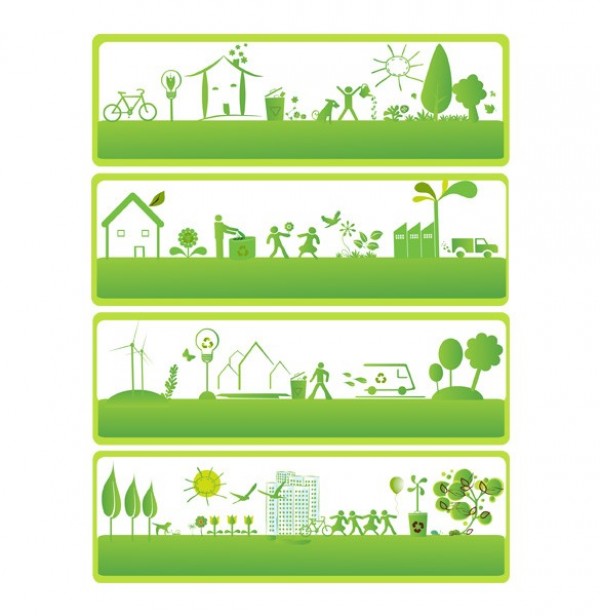 4 Eco Friendly Go Green Vector Banners web vector unique ui elements stylish save earth recycle quality original new nature interface illustrator high quality hi-res HD green graphic go green fresh free download free environment elements eco friendly eco download detailed design creative banners   
