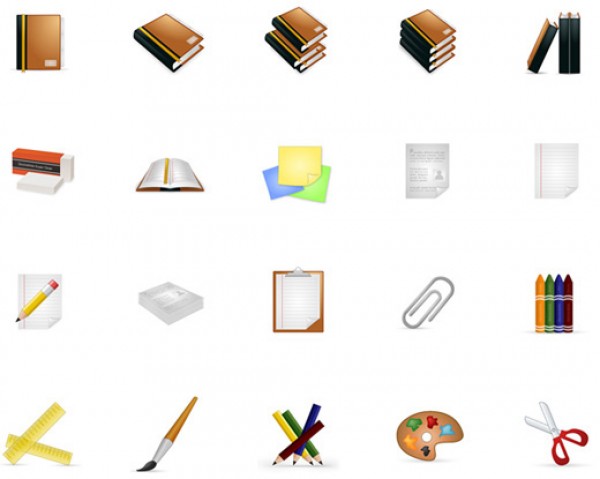 Stationery Icon Set stationery scissor professional pen paper library icons icon set icon eraser clean books book art 2.0 web   