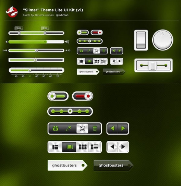 Slimer Green Web UI Elements Kit PSD web unique ui set ui kit ui elements ui toggles tags switches stylish slimer sliders quality psd progress bars original new modern knobs interface hi-res HD green fresh free download free elements download detailed design creative clean   