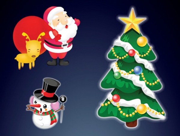 3 Festive Christmas Vector Elements Set web vector santa vector unique ui elements stylish snowman santa quality original new interface illustrator high quality hi-res HD graphic fresh free download free elements download detailed design creative christmas tree christmas ai   