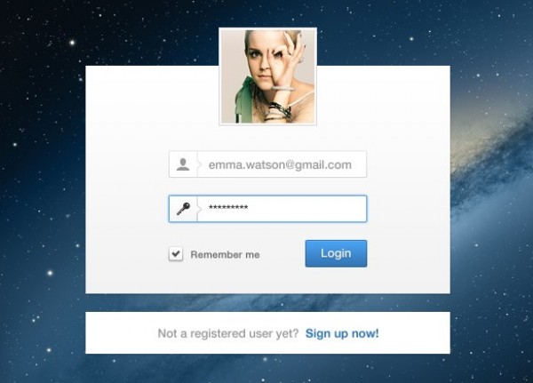 Clean Minimal Login Interface with Avatar PSD web unique ui elements ui stylish signup now signin quality psd original new modern minimal login interface hi-res HD fresh free download free form field elements download detailed design creative clean buttons box avatar active   