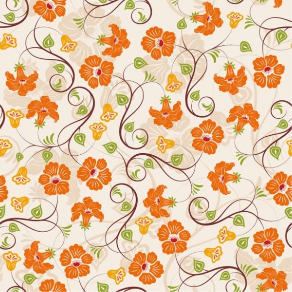 Lovely Orange Floral Pattern Vector Background web vector unique stylish seamless quality pattern original orange leaves illustrator high quality graphic fresh free download free flowers floral eps download design creative background   