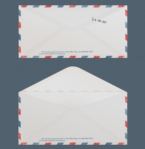 Realistic Air Mail Envelope Set PSD web us unique ui elements ui stylish sealed quality psd original open new modern letter interface hi-res HD fresh free download free envelope elements download detailed design creative close clean airmail air mail   