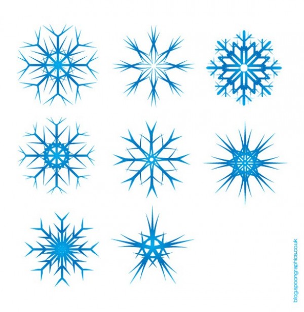 8 Delicate Snowflake Vector Elements Set web vector snowflakes vector unique ui elements stylish snowflakes set quality original new intricate interface illustrator high quality hi-res HD graphic fresh free download free eps elements download detailed design delicate creative blue   