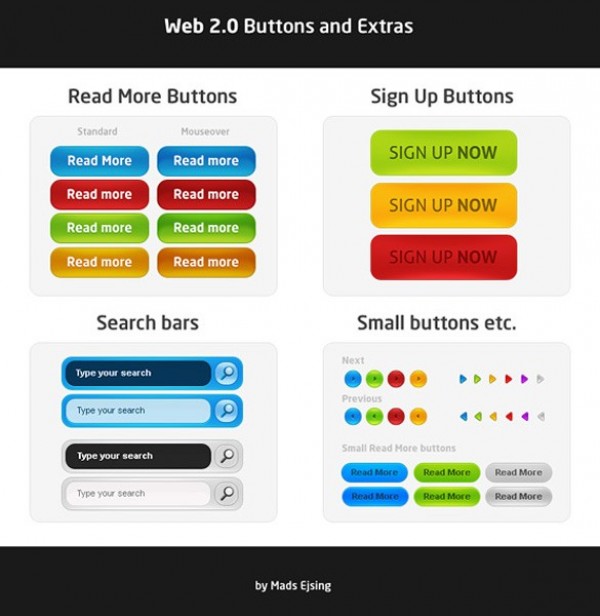 Bold Web 2.0 UI Buttons & Bars Set PSD web unique ui elements ui stylish simple signup set search quality pack original new modern kit interface hi-res HD fresh free download free elements download detailed design creative clean buttons bars   