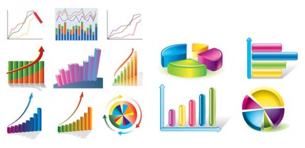 Colorful Business Growth Chart Vector Icons web vector unique ui elements stylish statistics quality pie chart original new interface illustrator icons high quality hi-res HD growth graphic graph fresh free download free elements download detailed design creative colorful business analysis   